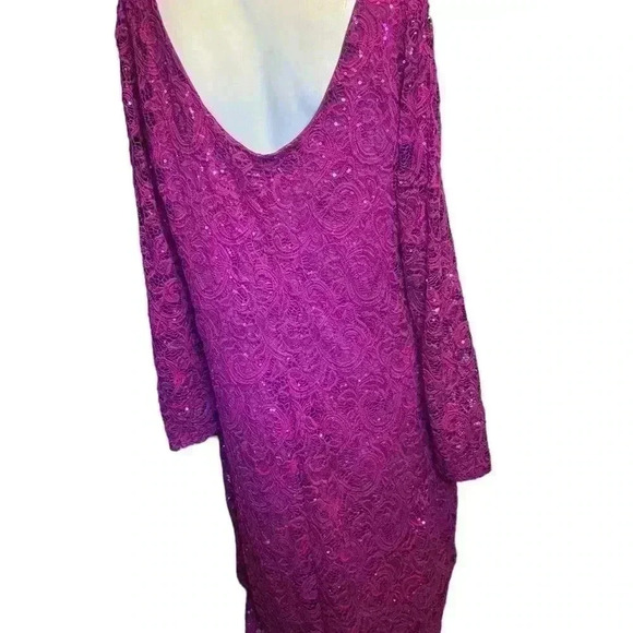Marina Fuchsia Pink Lace Long Sleeve Dress size 16W. - Picture 7 of 12